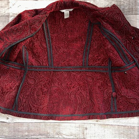 Vintage 90’s Indie Paisley Print Two Star Dog Button Front Blazer Jacket - Picture 2 of 5